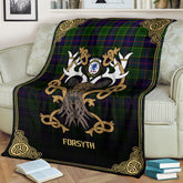Forsyth Modern Tartan Crest Premium Blanket - Celtic Stag style